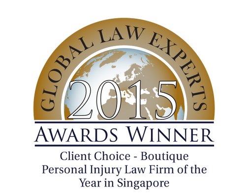 Global Law Experts 2015 Awards Winner — Client Choice, Boutique Personal Injury Law Firm of the Year in Singapore